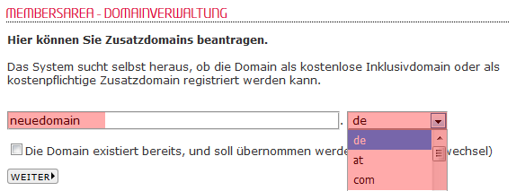 so funktioniert das Bestellen einer Domain - Bestellen der Domain in der MembersArea (Neuregistrierung), Bild 4