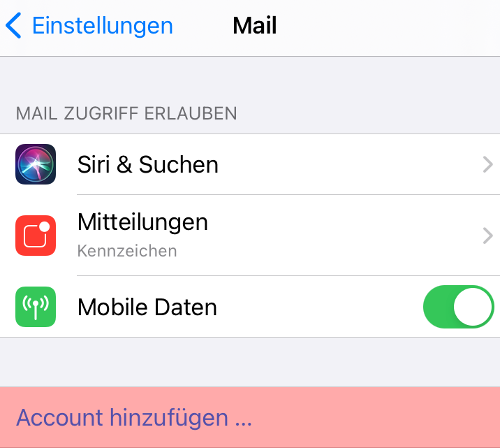iOS Mail - E-Mail-Konto einrichten, Bild 3