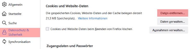 Mozilla Firefox - Cache und Cookies leeren, Bild 3