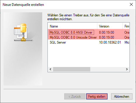 ODBC-Verbindung zur Datenbank - Einrichtung der Verbindung unter Windows 10, Bild 5