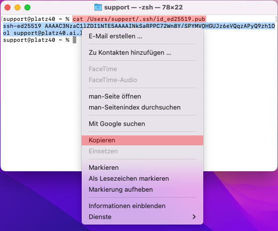 Dateiverwaltung - Verbindung mit Terminal auf MAC aufbauen (Public-Key-Verfahren), Bild 4