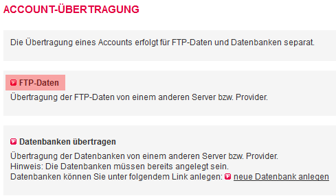 Accountübertragung - FTP-Übertragung, Bild 3