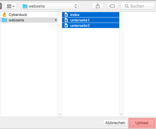 Cyberduck (MAC) - Verbinden und Dateien hochladen, Bild 5