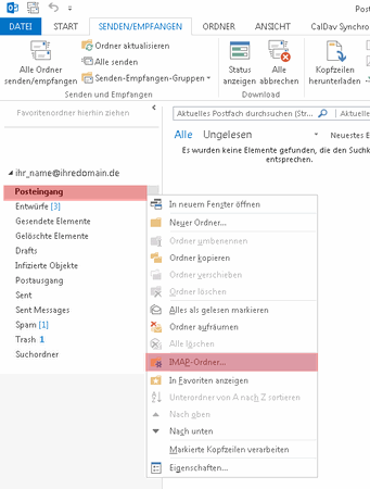Outlook - IMAP-Ordner abonnieren, Bild 1