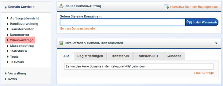 Whois Abfrage - Domainname ist vergeben, Bild 1