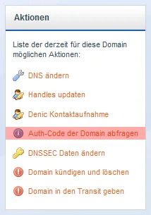 Domainverwaltung - Domain Authcode abfragen, Bild 3