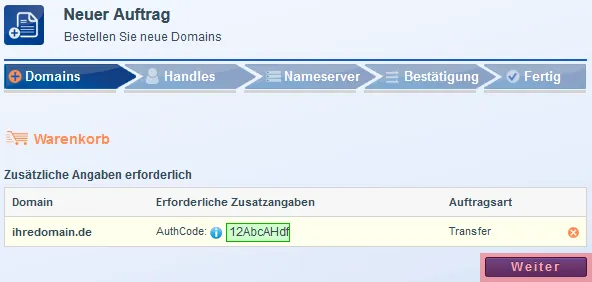 Domain bestellen - Providerwechsel (KK), Bild 2