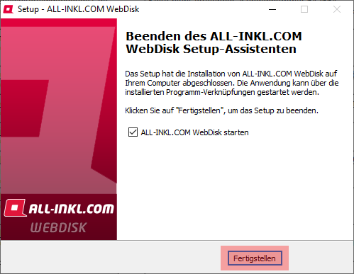 Aktivierung, Installation, Einrichtung - ALL-INKL.COM WebDisk - Installation unter Windows, Bild 9
