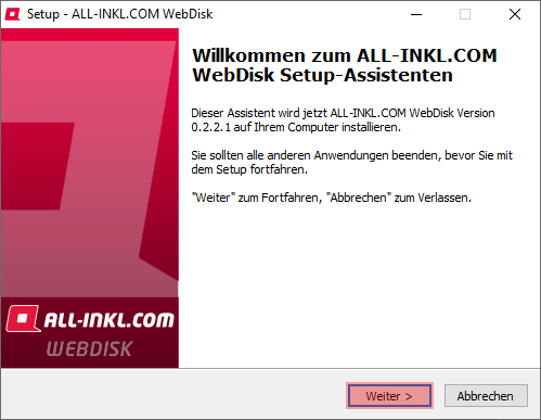 Aktivierung, Installation, Einrichtung - ALL-INKL.COM WebDisk - Installation unter Windows, Bild 3