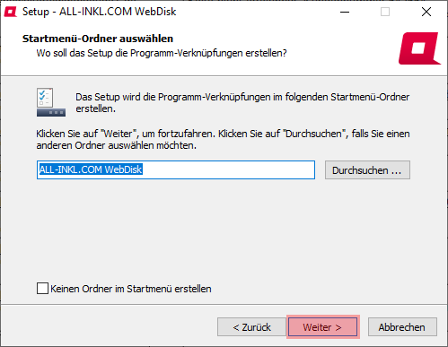 Aktivierung, Installation, Einrichtung - ALL-INKL.COM WebDisk - Installation unter Windows, Bild 6