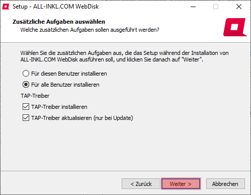 Aktivierung, Installation, Einrichtung - ALL-INKL.COM WebDisk - Installation unter Windows, Bild 7