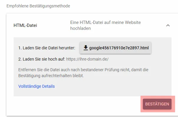 Google Search Console - neue Domain hinzufügen, Bild 9