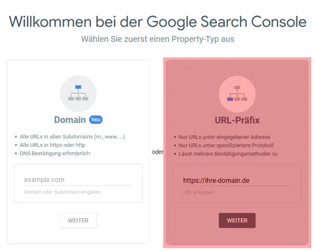 Google Search Console - neue Domain hinzufügen, Bild 3