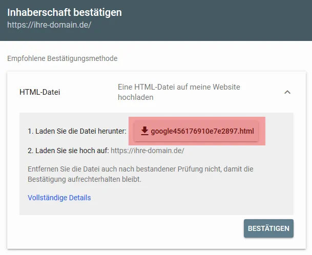 Google Search Console - neue Domain hinzufügen, Bild 4