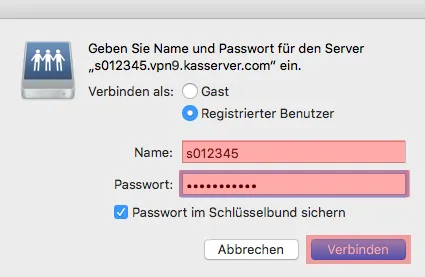 Einbindung als Netzlaufwerk - Netzlaufwerk über VPN verbinden - MAC OS, Bild 8