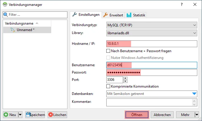 Datenbank verwalten - Verbindung per VPN zur Datenbank, Bild 4