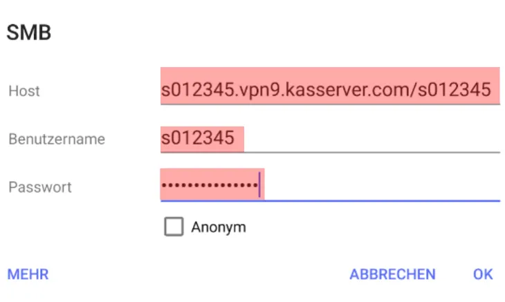 Einbindung als Netzlaufwerk - Netzlaufwerk über VPN verbinden - Android, Bild 6