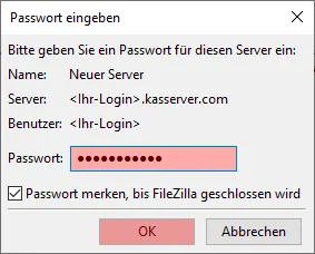FileZilla - Version 3 - Verbinden und Dateien hochladen, Bild 3