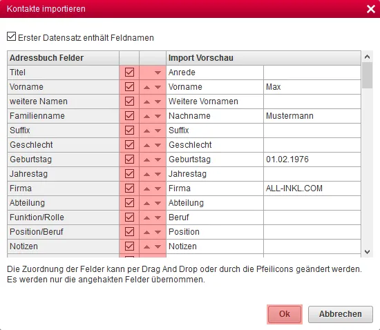 ALL-INKL.COM WebMail - Importieren von Kontakten aus CSV-Datei, Bild 6