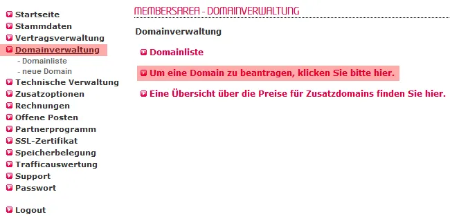 so funktioniert ein interner Wechsel - Bestellung der Domain, Bild 2
