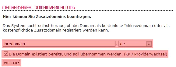so funktioniert ein interner Wechsel - Bestellung der Domain, Bild 3