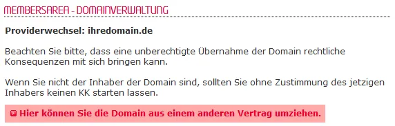 so funktioniert ein interner Wechsel - Bestellung der Domain, Bild 4