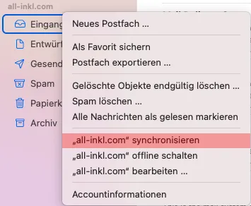 macOS Mail - Ordner abonnieren, Bild 1