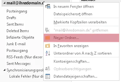 Outlook - IMAP-Ordner anlegen, Bild 1