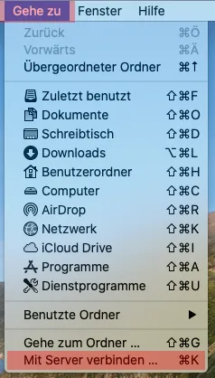 Einbindung als Netzlaufwerk - Netzlaufwerk einbinden - macOS, Bild 1