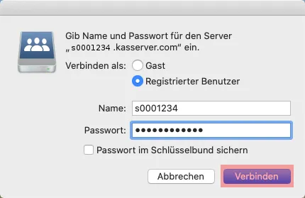 Einbindung als Netzlaufwerk - Netzlaufwerk einbinden - macOS, Bild 3