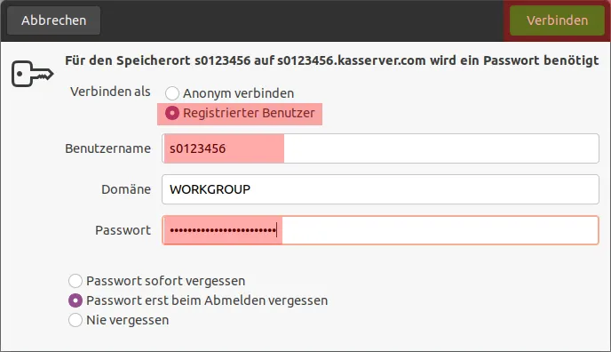 Einbindung als Netzlaufwerk - Netzlaufwerk einbinden - Ubuntu Gnome, Bild 4