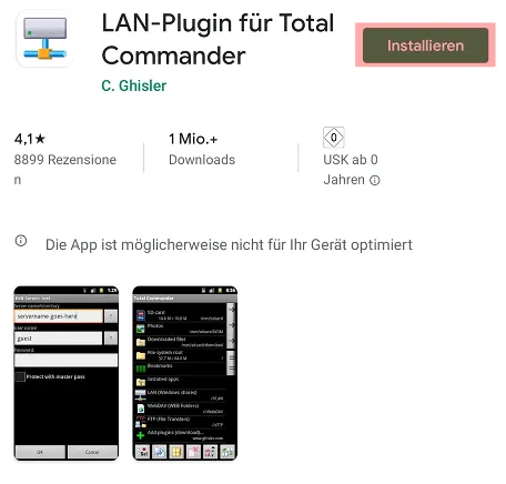 Einbindung als Netzlaufwerk - Total Commander - Android, Bild 4