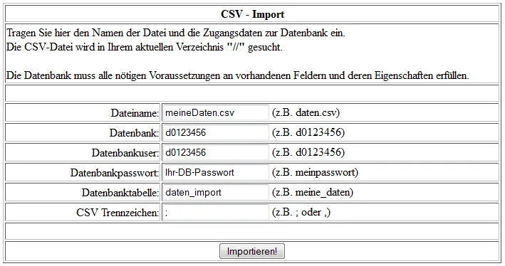 CSV-Import-Skript - Datenbanksicherung einspielen, Bild 1