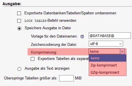 phpMyAdmin - Datenbanksicherung anlegen, Bild 4