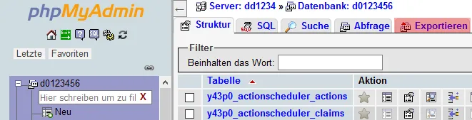 phpMyAdmin - Datenbanksicherung anlegen, Bild 2