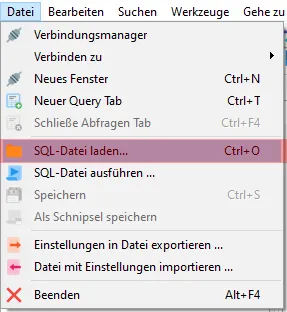 HeidiSQL - Datenbank einspielen / importieren, Bild 2