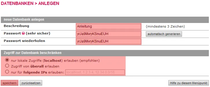 Datenbank verwalten - Datenbank anlegen, Bild 3
