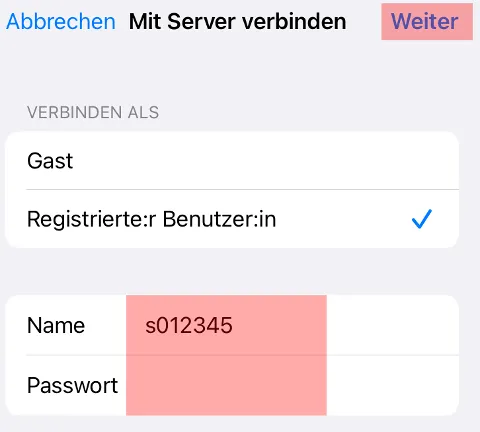Einbindung als Netzlaufwerk - Netzlaufwerk über VPN verbinden - iOS, Bild 12