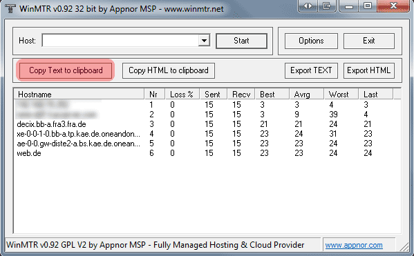 Routenverfolgung zu Domain per Tracert testen - Routenverfolgung per WinMTR (Windows), Bild 4