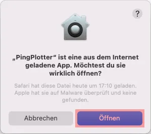 Routenverfolgung zu Domain per Tracert testen - Routenverfolgung mit PingPlotter (macOS), Bild 2