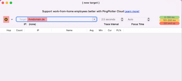 Routenverfolgung zu Domain per Tracert testen - Routenverfolgung mit PingPlotter (macOS), Bild 4