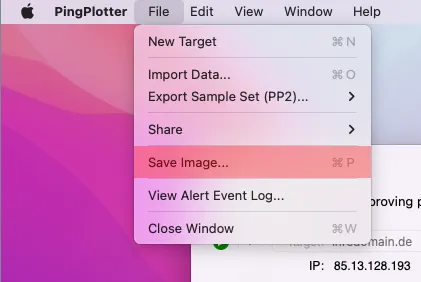 Routenverfolgung zu Domain per Tracert testen - Routenverfolgung mit PingPlotter (macOS), Bild 6