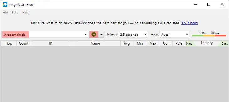 Routenverfolgung zu Domain per Tracert testen - Routenverfolgung mit PingPlotter (Windows), Bild 1