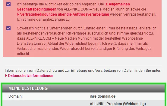 Vertragsbestellung - Bestellung mit neuer Domain (Neuregistrierung), Bild 5