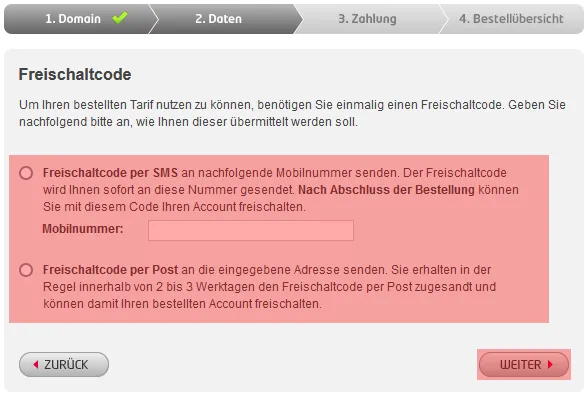 Vertragsbestellung - Bestellung mit vorhandener Domain (KK - Providerwechsel), Bild 3
