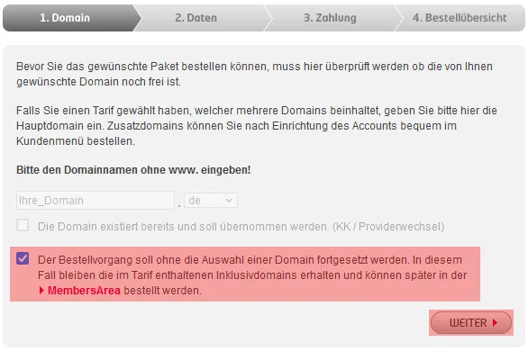 Vertragsbestellung - Bestellung ohne Domain, Bild 2