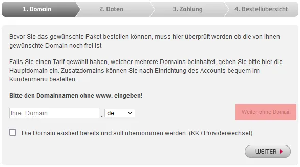 Vertragsbestellung - Bestellung ohne Domain, Bild 1