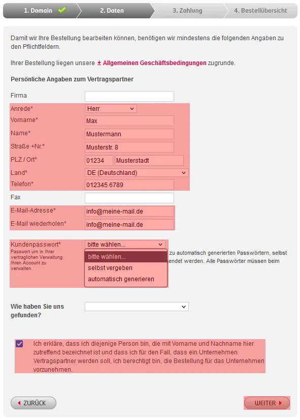 Vertragsbestellung - Bestellung ohne Domain, Bild 3