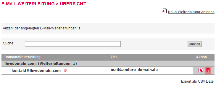 Mail-Adresse, Autoresponder, Weiterleitung - E-Mail-Weiterleitung löschen, Bild 3