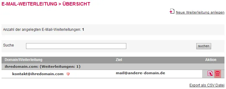 Mail-Adresse, Autoresponder, Weiterleitung - E-Mail-Weiterleitung löschen, Bild 3